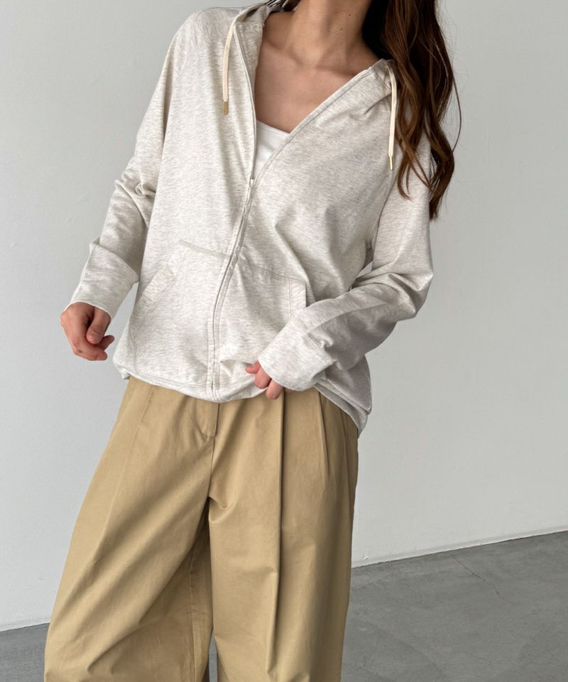2025新発 harmonie -OrganicCotton-ふんわり天竺ZIPUPパーカー | CANAL トップス