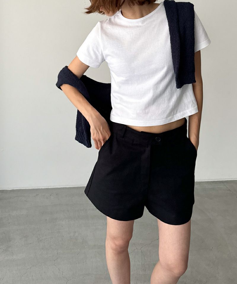 MIL2301 ブラック コットンデニム ショートパンツ