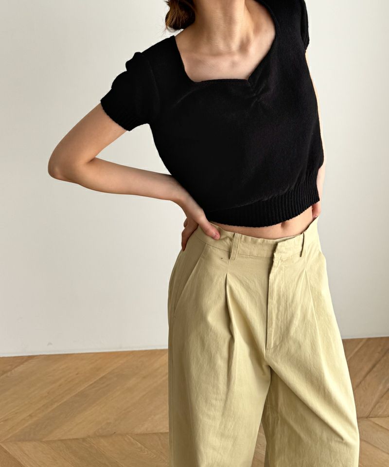 ニット セーター SIGNATURE　フロントギャザー半袖ニット レディース タイムセール30%OFF】SIGNATUREフロントギャザー半袖ニット