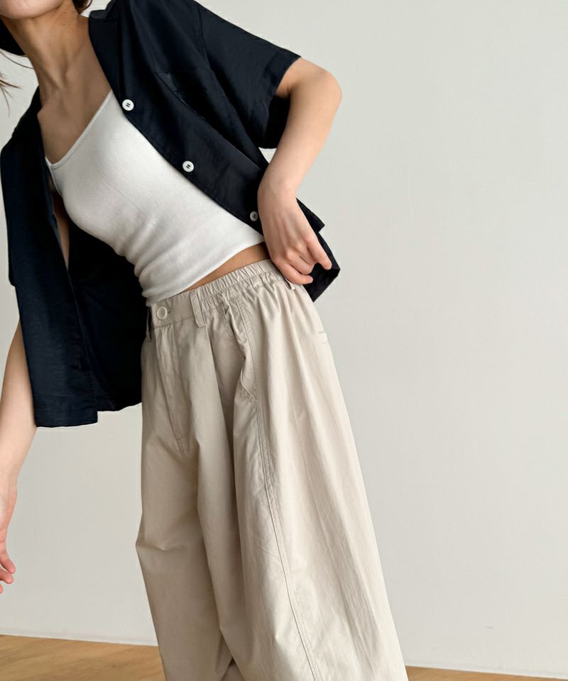 CANALJEAN El marベージュ ワイドパンツ チノパン キャナルジーン CANAL JEAN El mar ベルト付ツイルタックパンツ