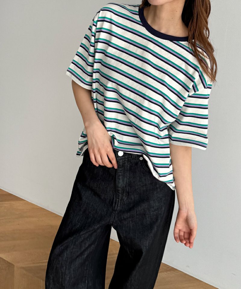 ちぇるたん様❤️６点☘️T12587☘️ マルチボーダー トップス M マルチボーダーTシャツ