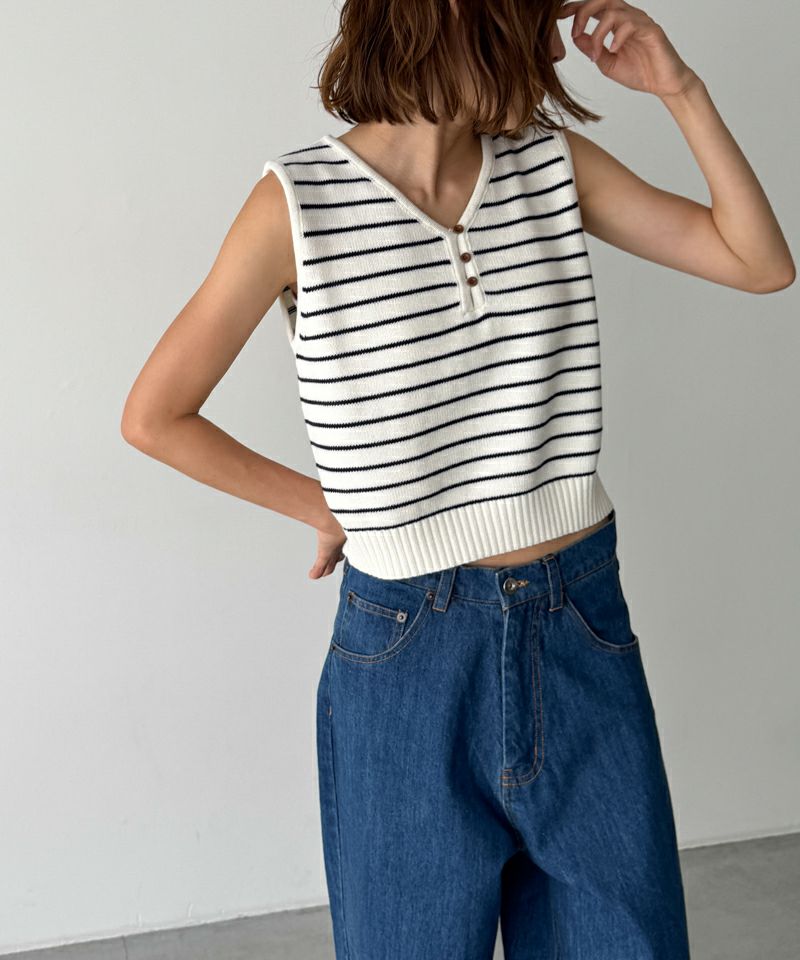 CANAL JEAN - ボーダーニット El marビスコースボーダーニットタンク | CANAL JEAN（キャナル