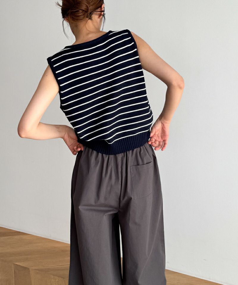 CANAL JEAN El mar ポロ襟ボーダーニット グレー キャナルジーン CANAL JEAN El mar ポロ襟ボーダーニット