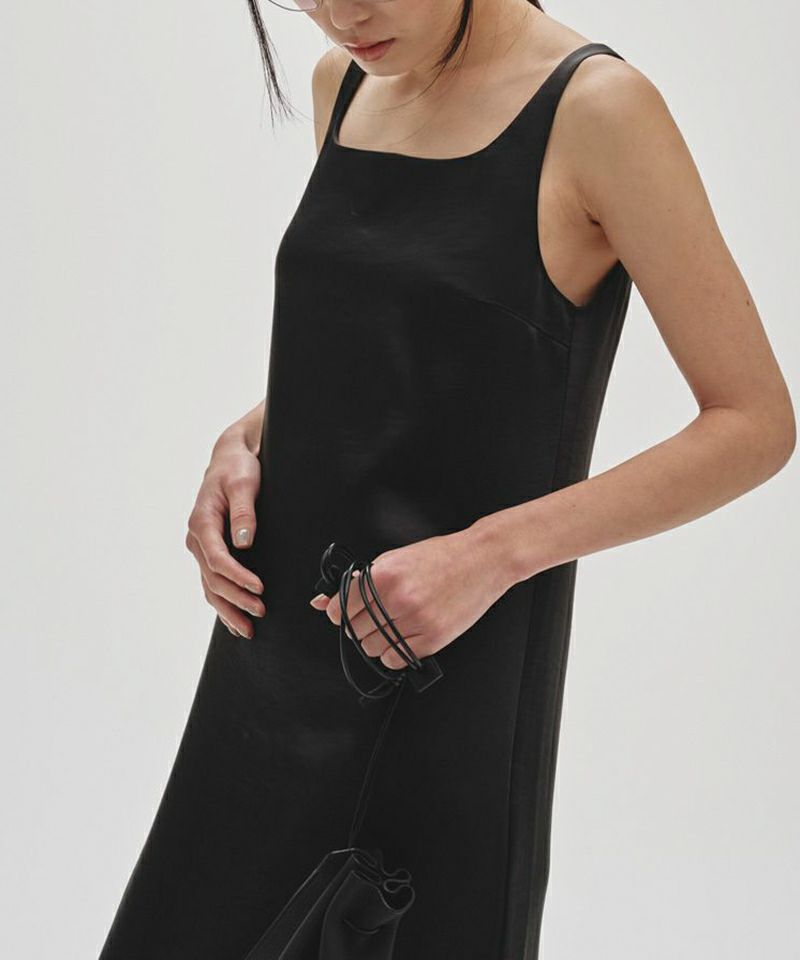 TODAYFUL Squareneck Satin Dress 黒36 Squareneck Satin Dress（マキシ丈/ロングワンピース