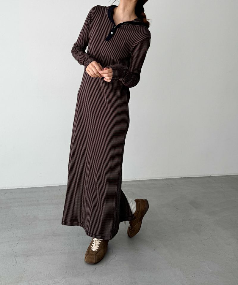 CANAL JEAN Miller パネルリブワンピース チャコールグレー キャナルジーン CANAL JEAN Miller パネルリブヘンリー