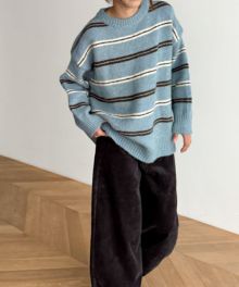 CANAL JEAN El mar ポロ襟ボーダーニット グレー キャナルジーン CANAL JEAN El mar ポロ襟ボーダーニット