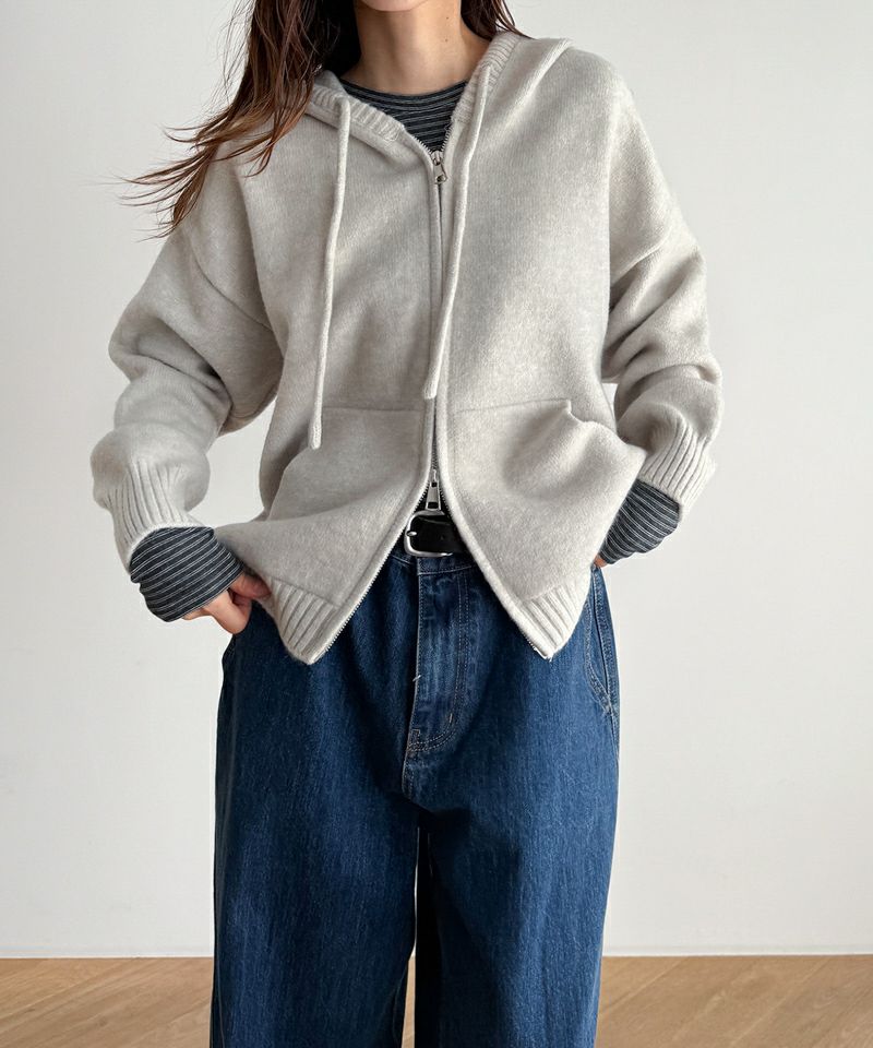 CANAL JEAN ソフトニットラグランZIPパーカー CANAL JEAN｜El mar(エルマール) ソフトニットラグランZIP