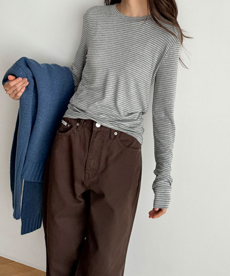 todayful Border Long T-shirts ブラウン 