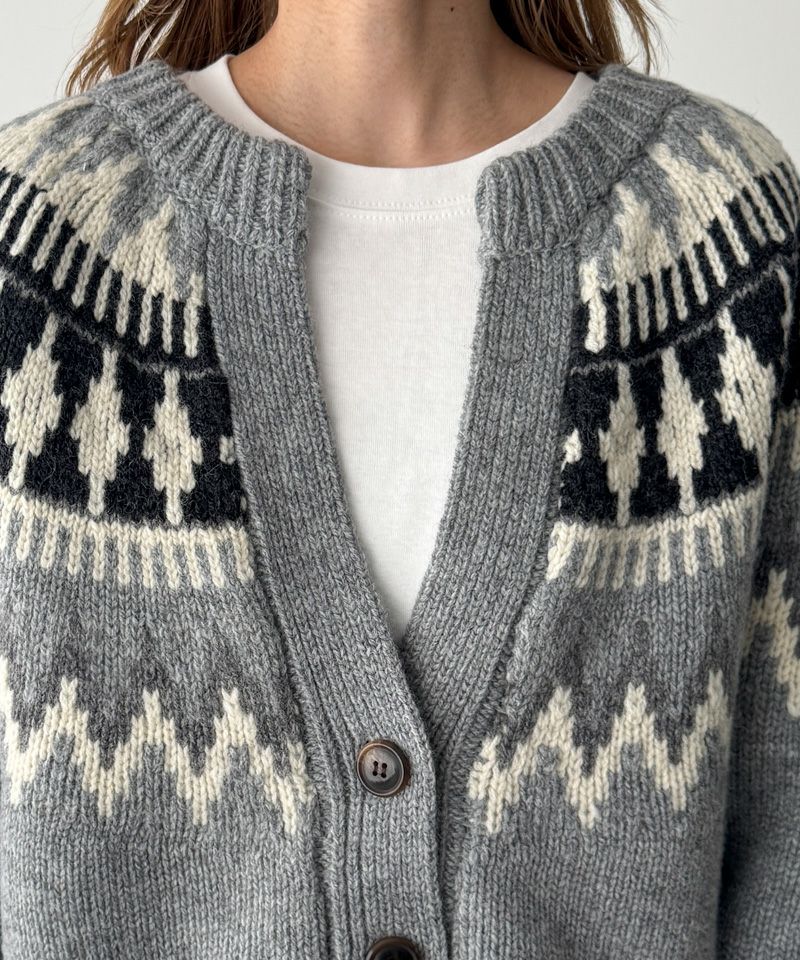 CANAL JEAN Elmar ノルディック柄 ニットカーディガン ネイビー キャナルジーン CANAL JEAN El mar ノルディックニットカーディガン