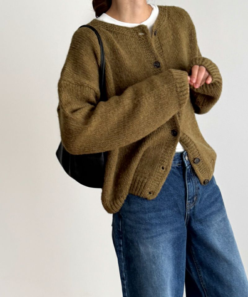 El marアルパカ混クルーネックカーディガン | CANAL JEAN（キャナル