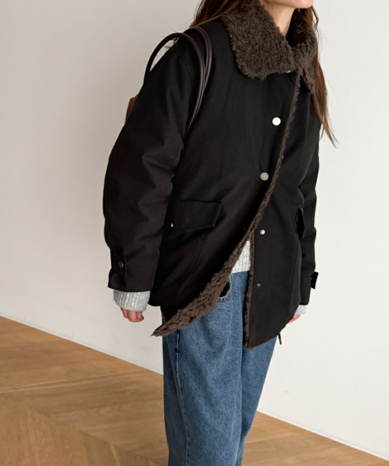 CANAL JEAN diggity 襟ボアハーフダウンコート　ブラック diggity襟ボアハーフダウンコート | CANAL JEAN（キャナルジーン）公式