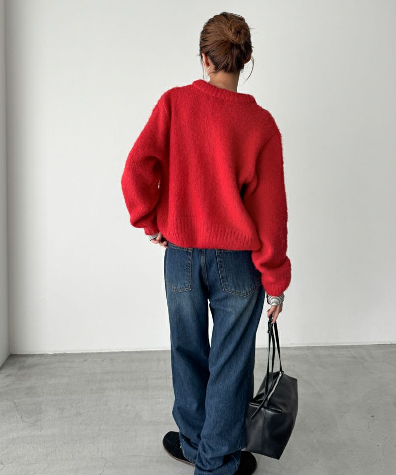 タイムセール30%OFF】El marアルパカ混ヘアリークルーカーディガン